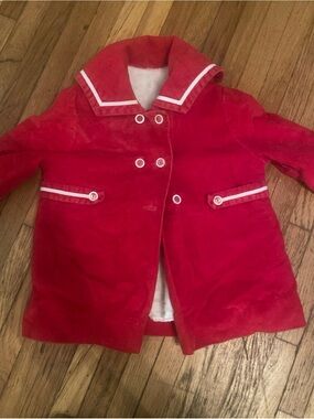 Vintage 70’s Millicents of San Francisco Red Sailor Coat Faux Fur Toddler 2T/3T